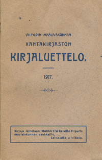 Viipurin maalaiskunnan kantakirjaston kirjaluettelo 1917